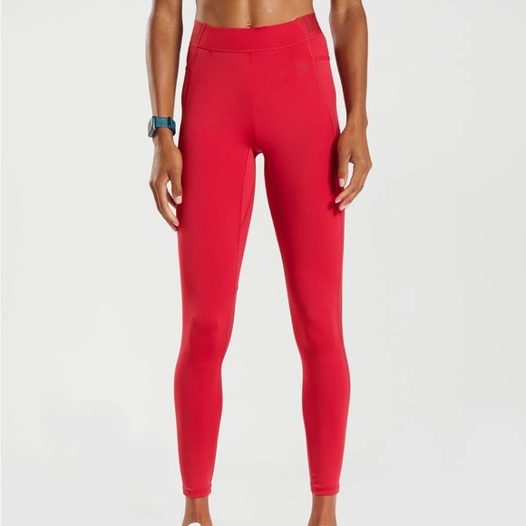 Gymshark Pants - GYMSHARK TRAINING BRANDMARK LEGGINGS Red Size XS B3A6S